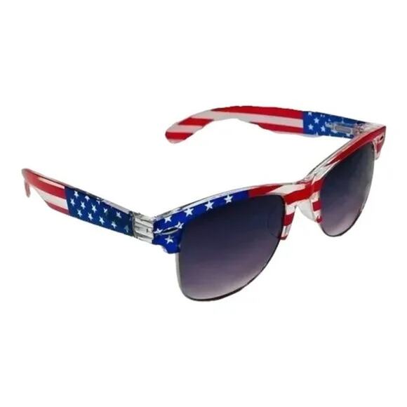 6026 | Black Lens USA Flag Wayfarer Sunglasses - Picture 3 of 5